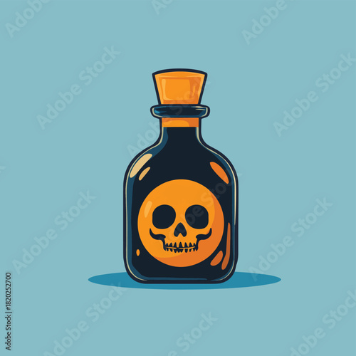 Poison bottle flat vector icon isolated on color background , vector style simple color