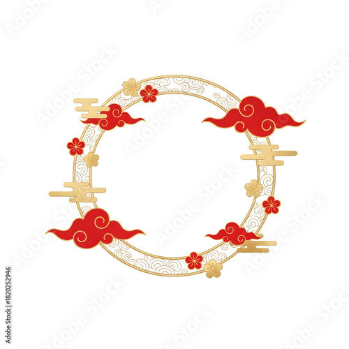 Celebrate Lunar New Year with this decorative frame featuring auspicious clouds and elegant floral accents for a traditional festive touch and oriental charm