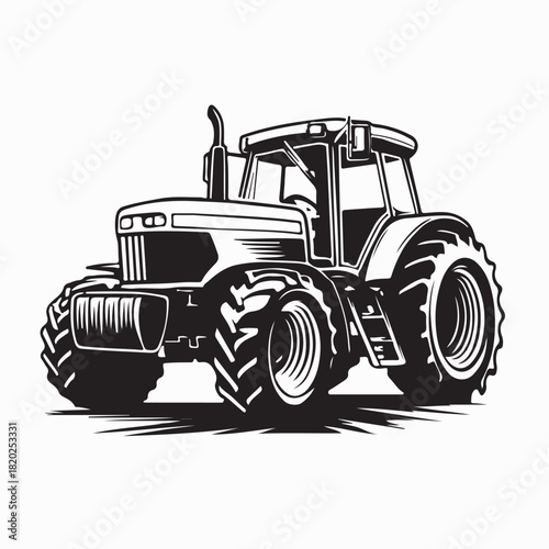Heavy Duty Farm Tractor Vector Artwork on white background