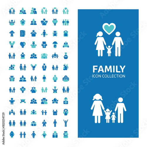 Family Icon Collection Representing Love, Unity, and Connections within a Family Unit