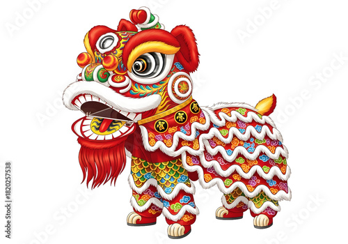 Celebrate Chinese New Year with this vibrant lion dance costume, perfect for festive events, cultural celebrations, or adding a touch of Asian tradition