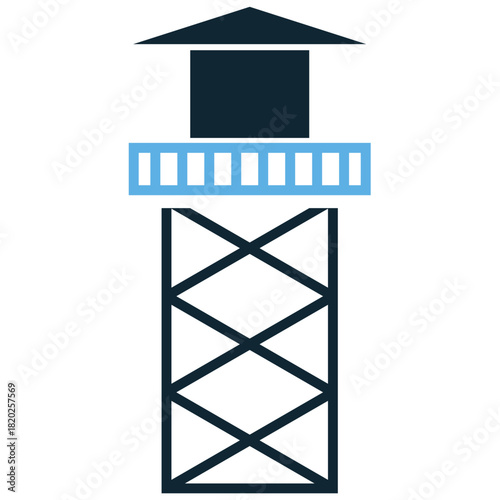 Army Tower Icon Vector Ideal for graphics related to military base, surveillance, defense structure, and observation post concepts.