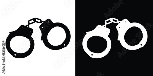 Handcuffs crime vector silhouette, handcuffs icon vector, police handcuff silhouette