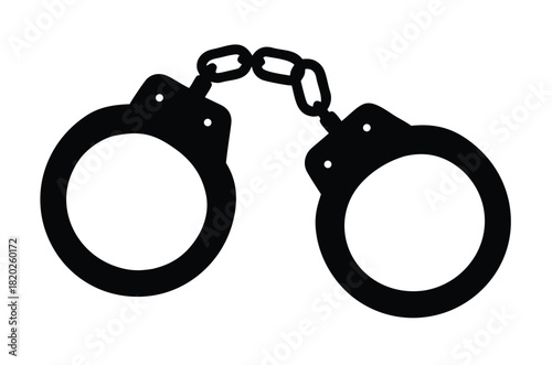 Handcuffs crime vector silhouette, handcuffs icon vector, police handcuff silhouette