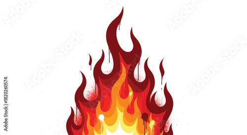 A vibrant and dynamic depiction of abstract fiery flames with a white background, showcasing the intensity and beauty of combustion.