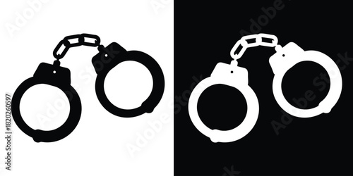Handcuffs crime vector silhouette, handcuffs icon vector, police handcuff silhouette
