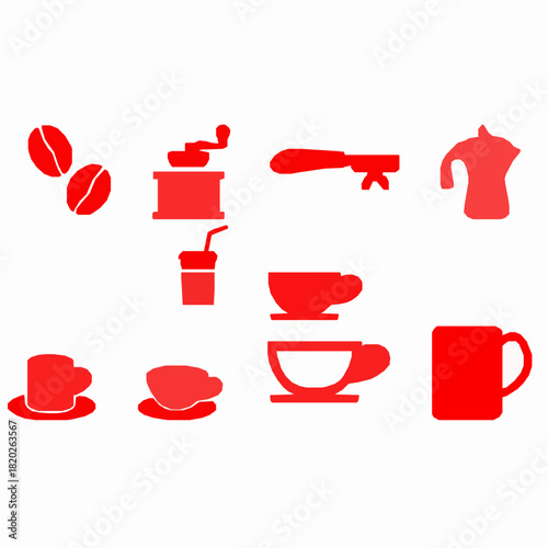Coffe icons set - vektor coffe cups,beans,kettle,grindel,vintage coffe icons collection 