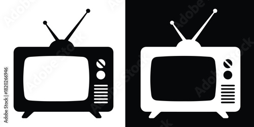 Television silhouette vector, retro old tv icon