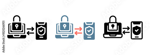 Two Factor Authentication Icon Collection Set  Glyph & Mixed Style  
