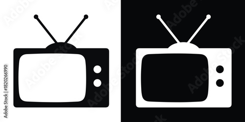 Television silhouette vector, retro old tv icon