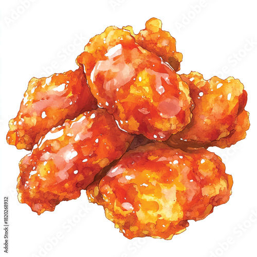 a cute Korean fried chicken glazed with sauce.