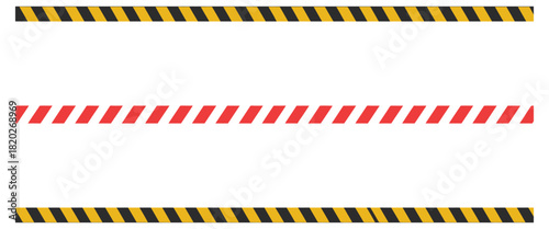 Yellow Black Red Warning Stripes Line Vector, Safety Caution Hazard Tape, Danger Road Symbol, Long Ribbon Border Design for Alert Signage