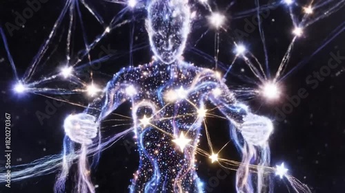 Stardust figure holding glowing stars