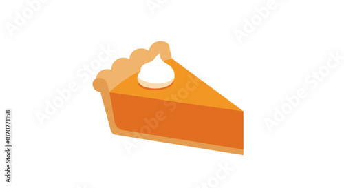 A slice of pumpkin pie with whipped cream on top, a delicious dessert.