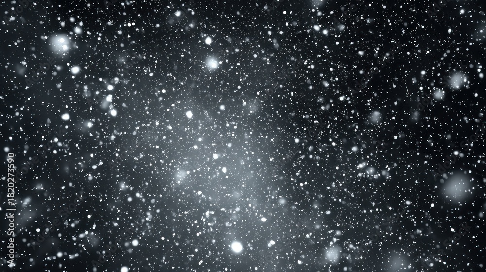 Fototapeta premium Snow falling against a black background