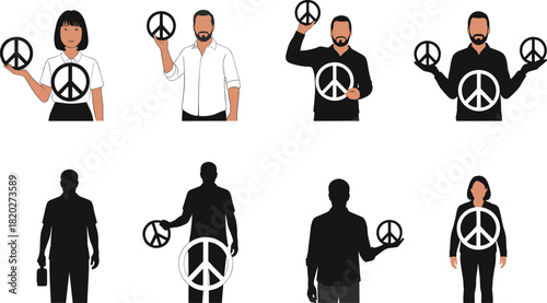Diverse people holding peace symbols in various poses and styles peace sign diversity