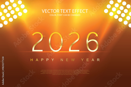 Golden 2026 New Year Celebration with Spotlight Effect