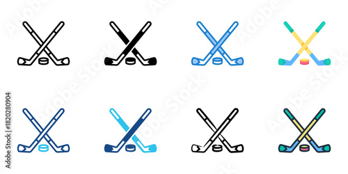 Hockey icon set multiple style collection 
