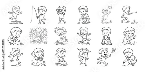 Collection of diverse cartoon characters in various poses and expressions