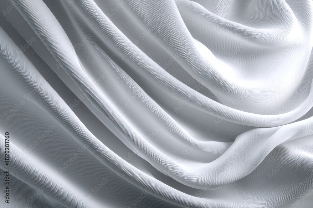 Obraz premium Abstract white fabric with flowing waves and soft folds for elegant design backgrounds