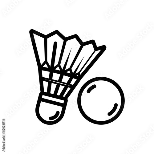 Badminton Shuttlecock Outline Icon – Minimal Sports Vector Design