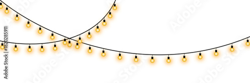 Warm Festive String Lights Garland Isolated on Background	

