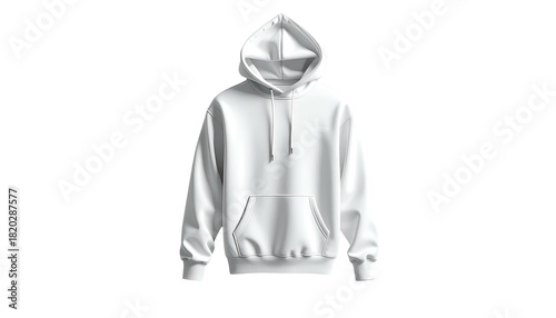 Clean, white hoodie isolated against a black background. Simple, modern design
