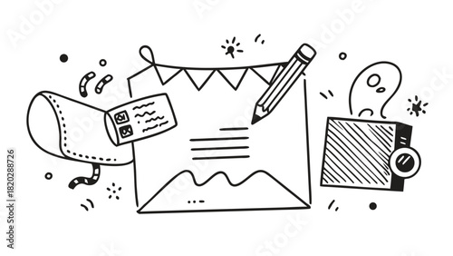 Creative Process Planning and Design Documentation Doodle Illustration