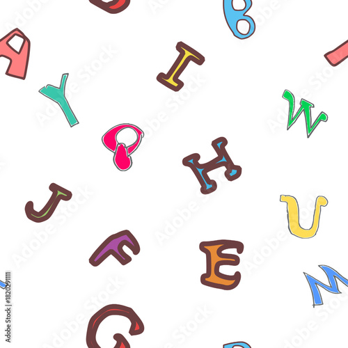 seamless pattern colorful English's alphabet, alphabet A B C D E F G H I J K L M N O P Q R S T U V W X Y Z