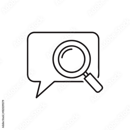 Single minimalist outline icon representing searching or finding a chat message.
