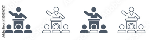 Seminar Icon Set Vector Collection Featuring Various Styles for Education, Business, and Event Presentations