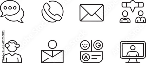 Communication Icons Messages, Calls, Mail