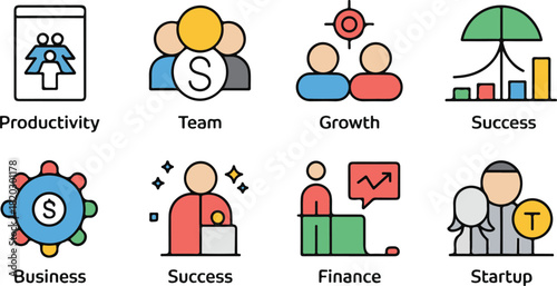 Business Icons for Success and Growth