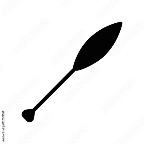 Canoe Paddle Icon Minimal Functional Outdoor Gear Clean Style Line Art Vector illustration