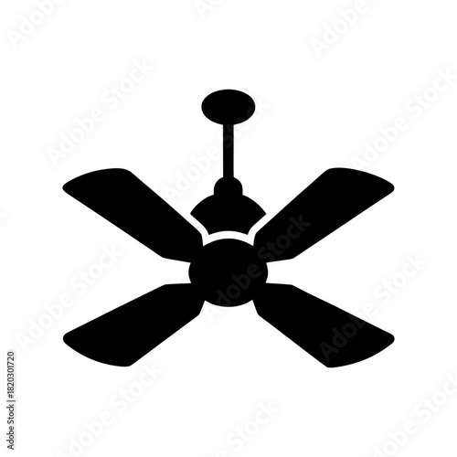 Home Interior Ceiling Fan Icon Solid Clean Modern Appliance Style Line Art Vector illustration