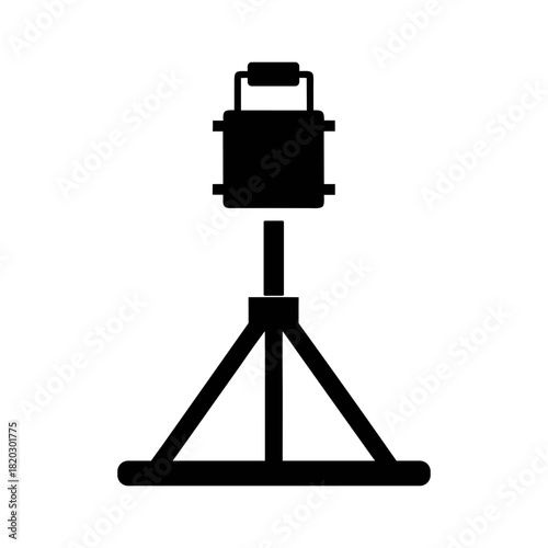 Portable Flood Light Icon Strong Solid Clean Outdoor Lighting Gear Line Art Vector illustration