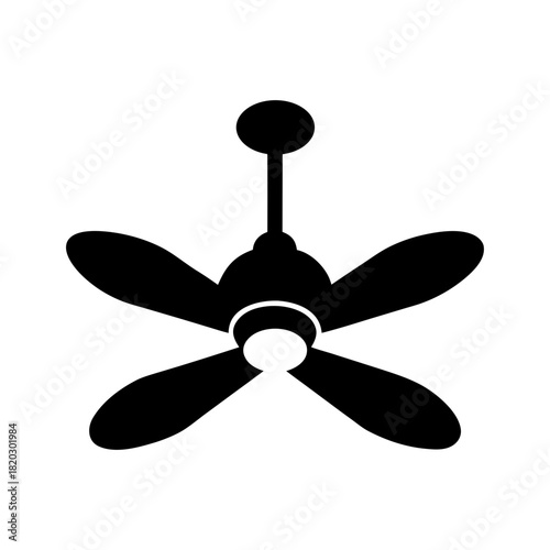 Ceiling Fan Icon Minimalist Clean Modern Interior Cooling Appliance Line Art Vector illustration