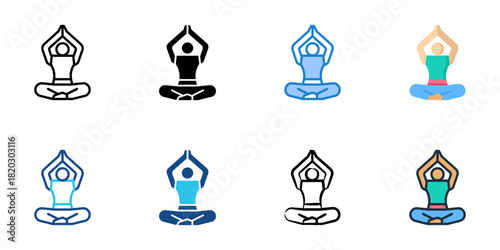 Yoga icon set multiple style collection 
