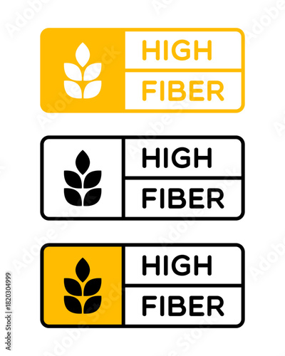 Vector High Fiber Label on White Background