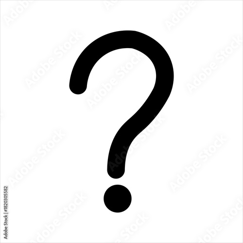Simple black question mark on white background for problem solving