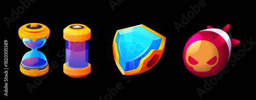 卡通科幻游戏UI 3D精致技能图标