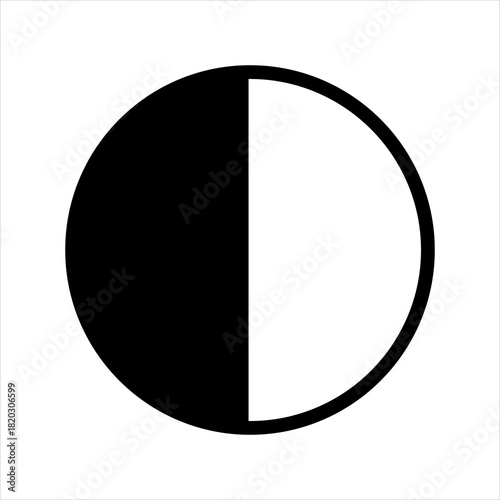Last quarter moon phase icon in black and white