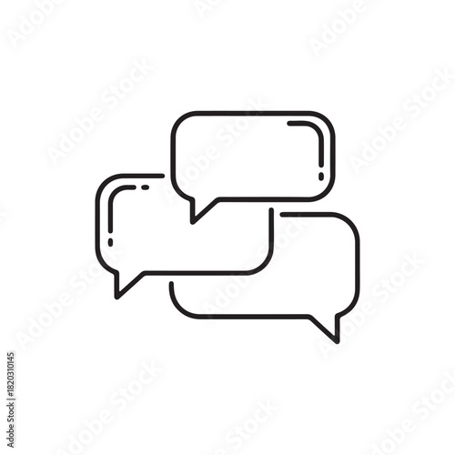 Single minimalist outline icon representing multiple stacked chat messages or dialogue.
