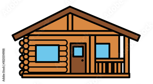 Charming log cabin illustration perfect for rustic retreat designs