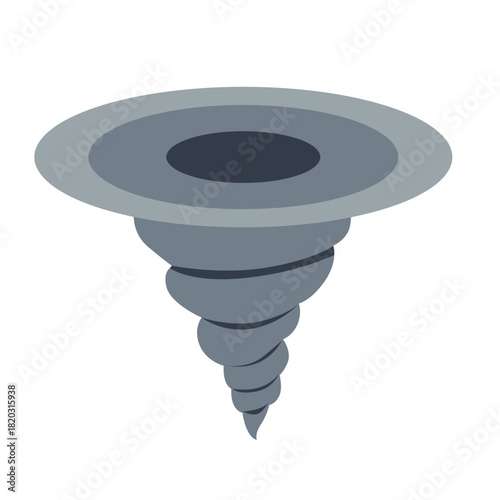 Tornado illustration with swirling funnel shape representing strong wind disaster, ideal for weather lessons, safety education, geography materials, storm awareness, and visual learning resources.