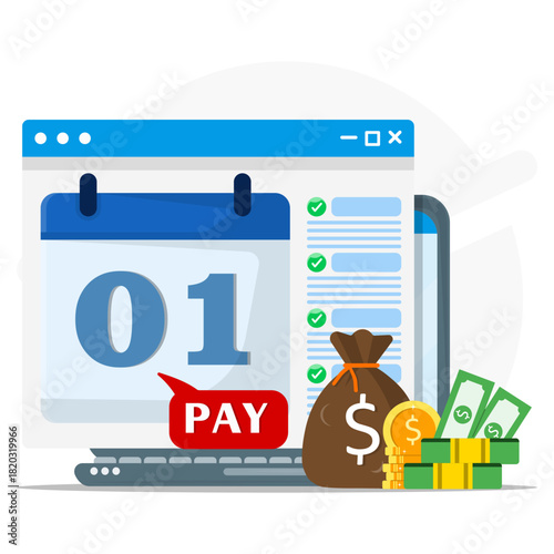 Calendar themed financial concept ideal for articles, banners, or social media posts related to salaries, payday, or personal finance awareness.