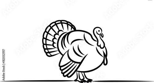 Stylized black outline of a turkey with fanned tail