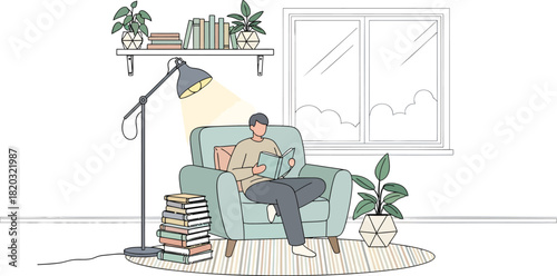 Quiet time at home enjoying a good book