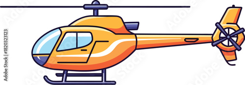 Simple Illustration of a Small Yellow Helicopter
