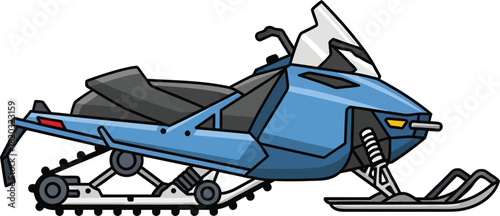 Classic Blue Snowmobile Ready for Winter Adventure